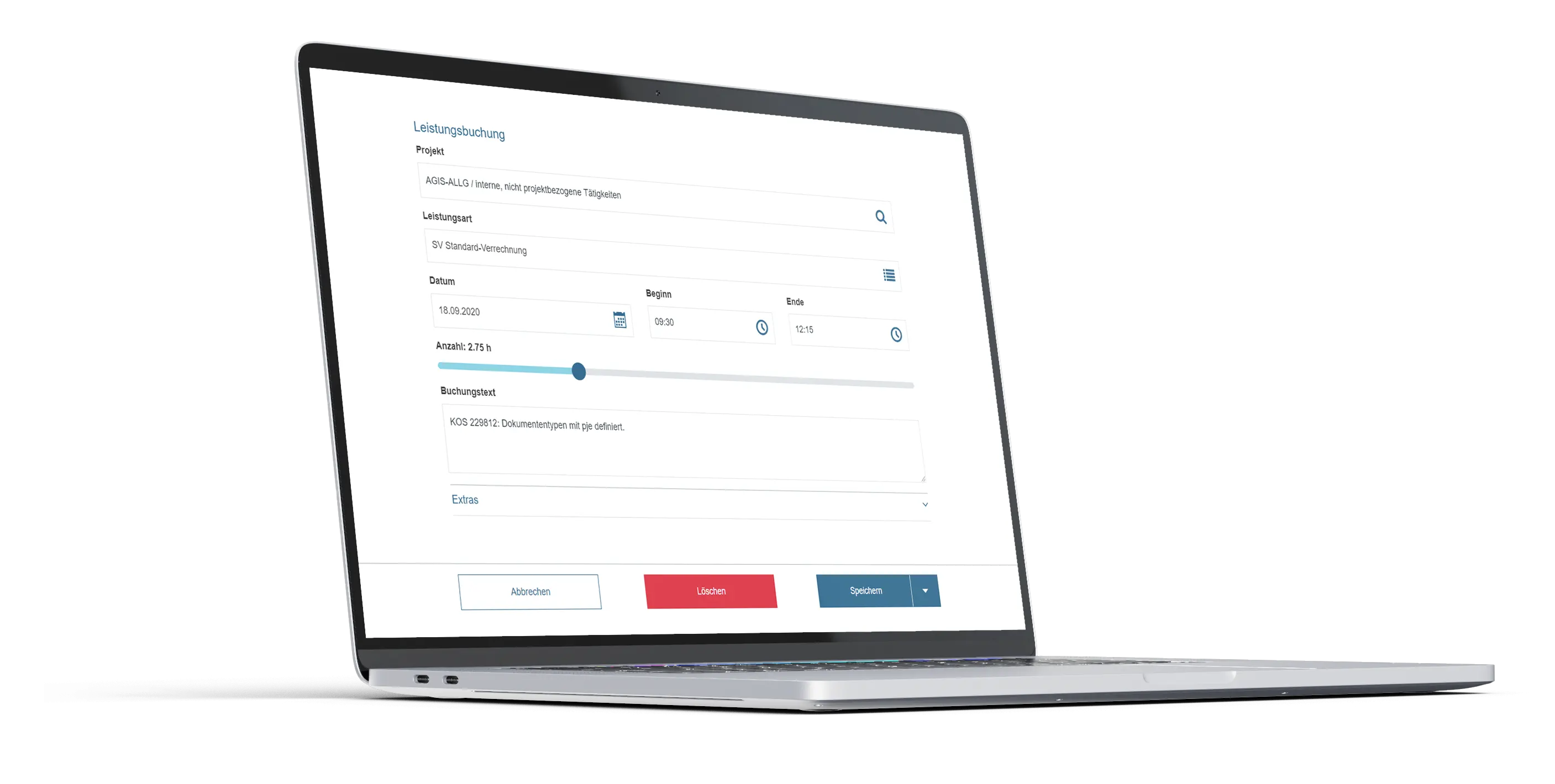 prima ERP als Portallösung gestartet auf einem aufgeklappten MacBook